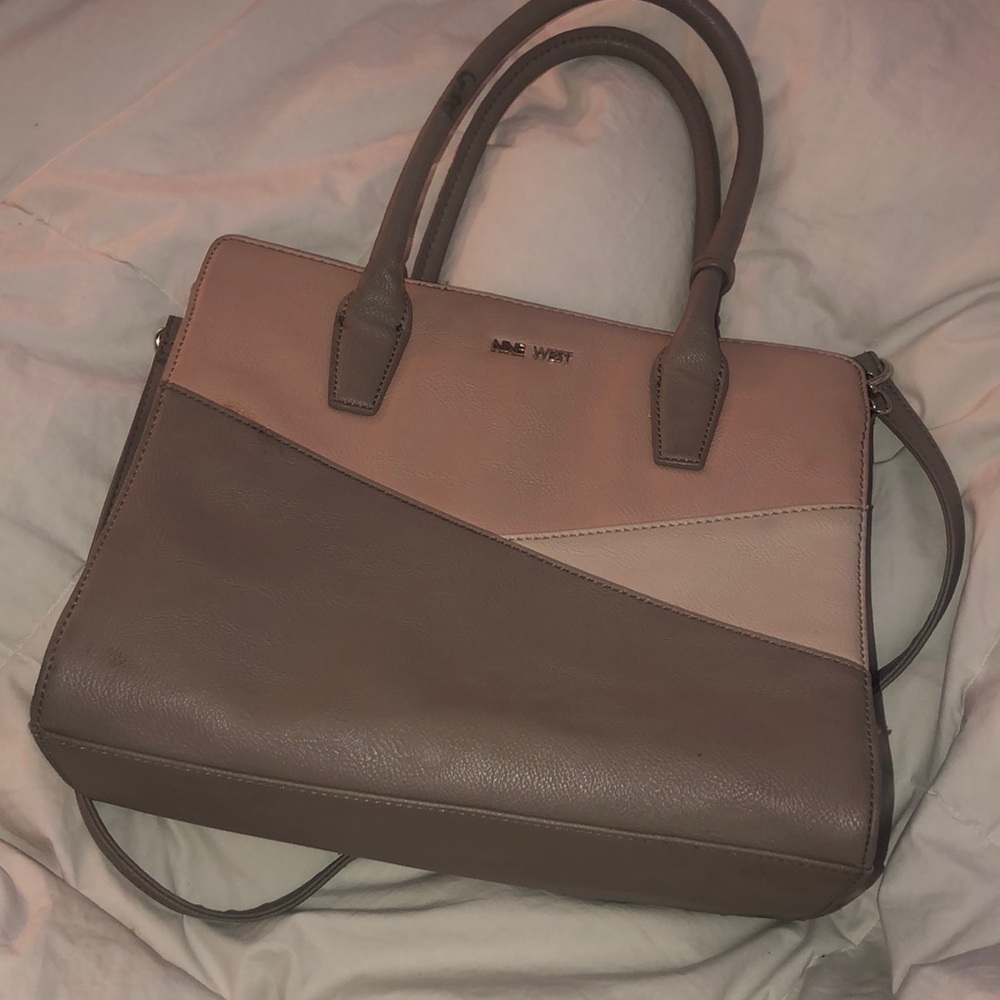 Nine West pink colorblock satchel purse